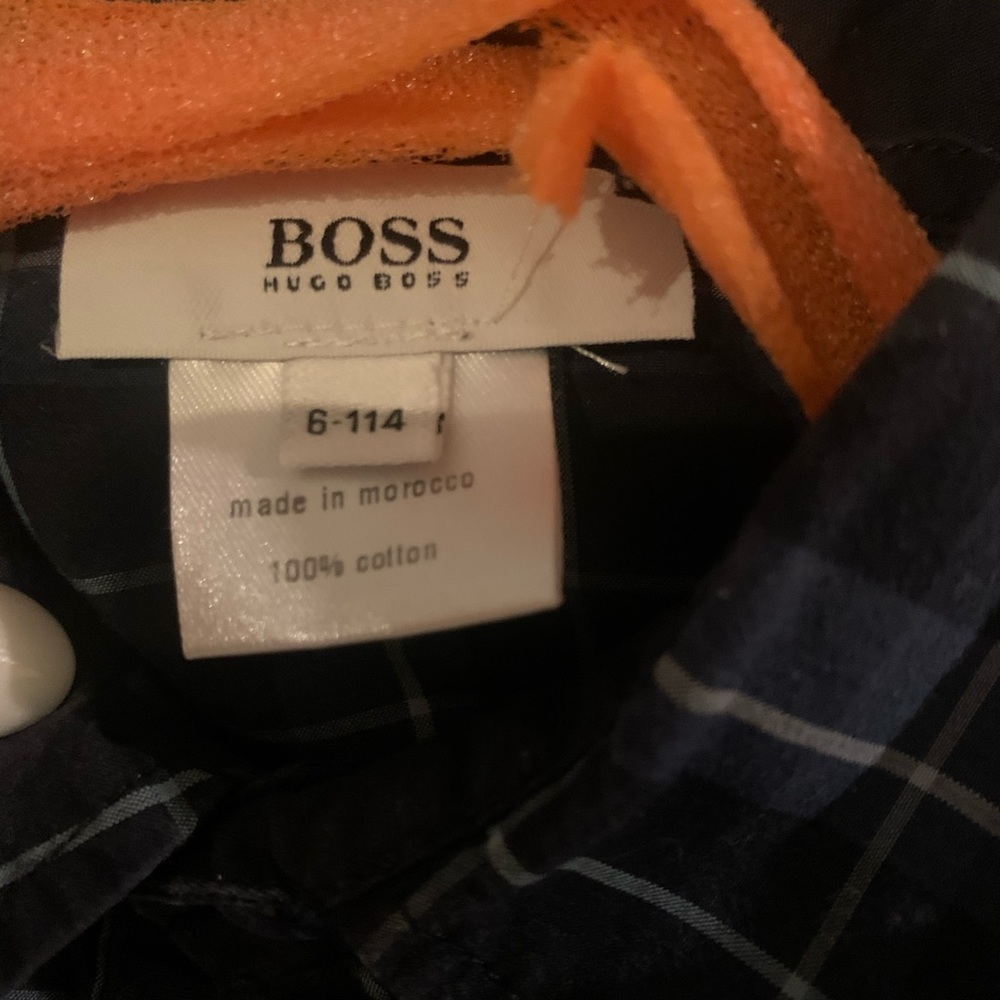 Boss dress shirt plaid boys size 6 worn 1x